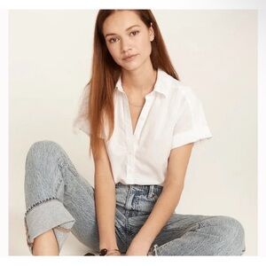 J. Crew Relaxed short-sleeve cotton poplin popover in Crisp White S